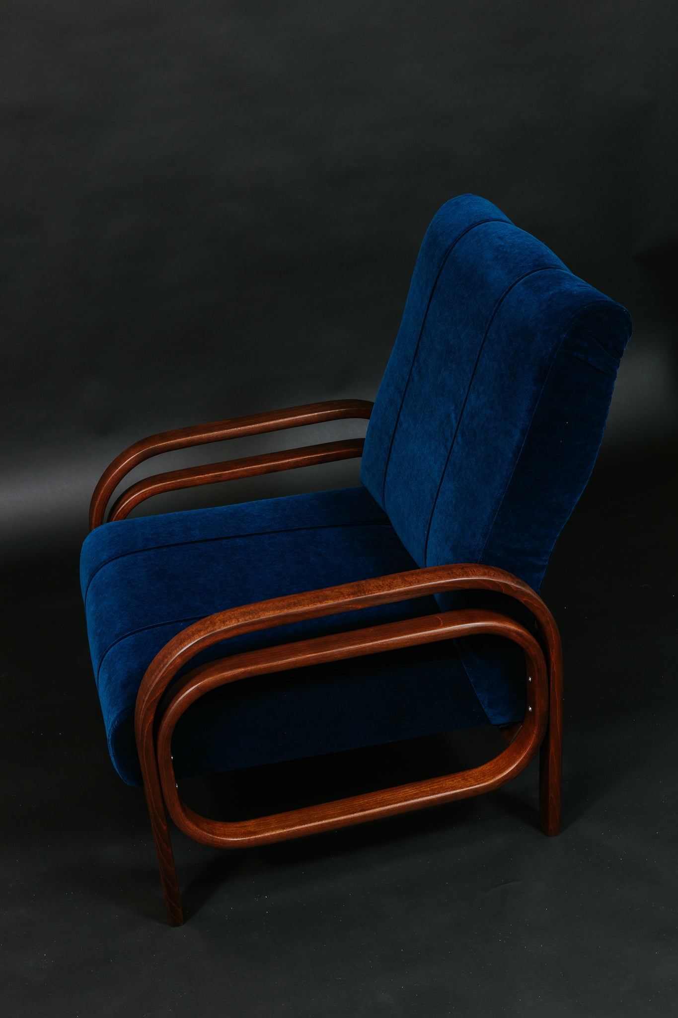 Refurbished Armchair (with dark blue velvet upholstery)