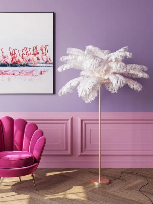 Feather Palm White Floor Lamp